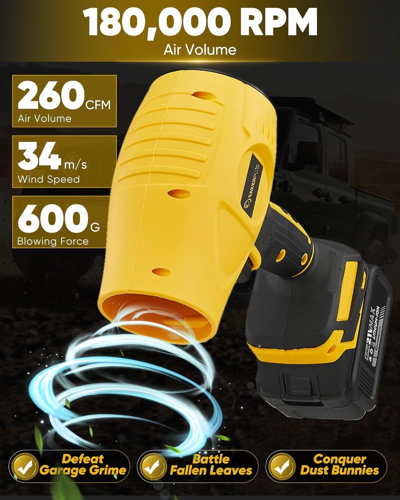 SakerPlus Portable Dust Cleaner 180000 RPM Cordless Leaf Blower 4.0Ah Battery with Adjustable Speed for Patio Driveways Workshop Lawn Cleaning (1 Battery) - Image 2